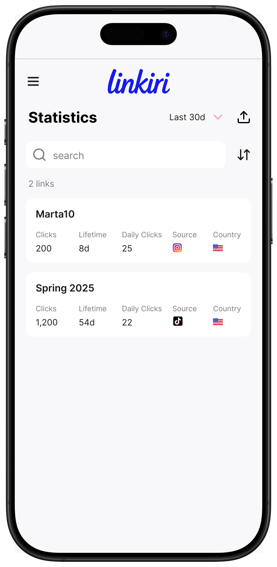 Track link statistics